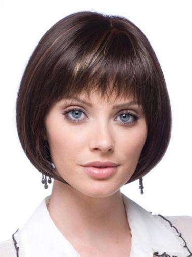 Ideal Brown Straight Short Synthetic Lace Front Wigs