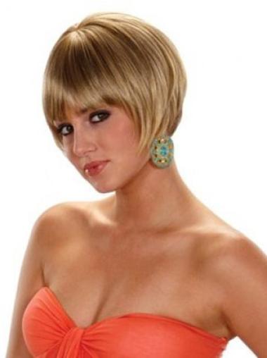 Amazing Blonde Straight Bobs Synthetic Capless Short Women'S Wigs