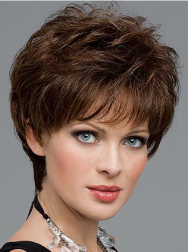 Glueless Synthetic Lace Front Wigs Wavy Cropped Designed Hair