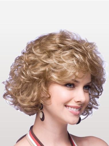 Chin Length Curly Layered Great Classic Synthetic Wigs Blonde