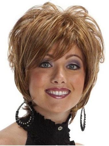 Great Layered Wavy Brown Short Synthetic Wigs For African American