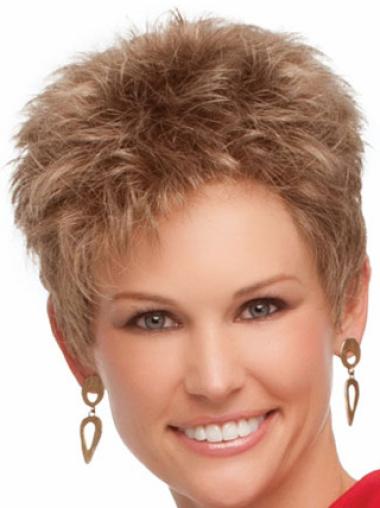 Stylish Wavy Cropped Capless Synthetic Natural Blonde Wigs