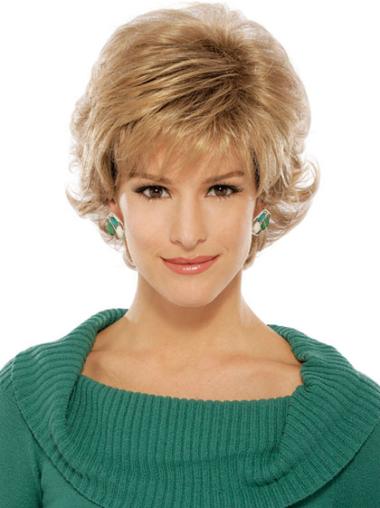 Wavy Boycuts Flexibility Synthetic Blonde Short Wigs