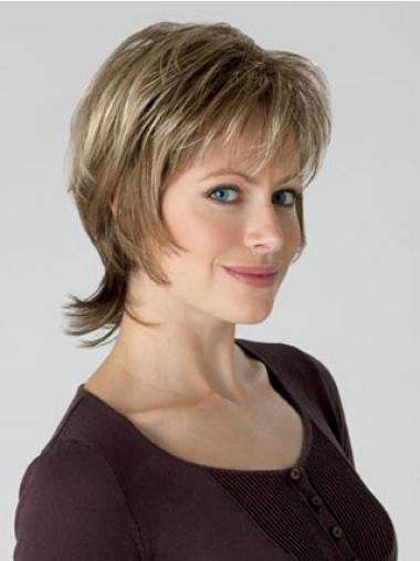 Capless Layered Chin Length Synthetic Wavy Blonde Wig