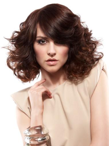 Shoulder Length Auburn 12 Inches Cheap Curly Synthetic Lace Front Wigs