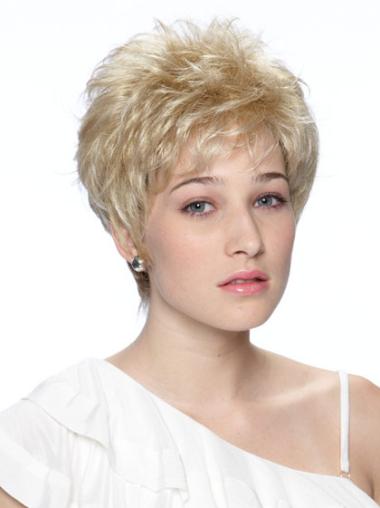 Capless Boycuts Cropped Exquisite Synthetic Real Blonde Wigs