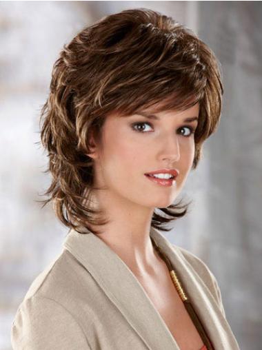 Brown Wavy Capless Classic Women'S Synthetic Layered Wig