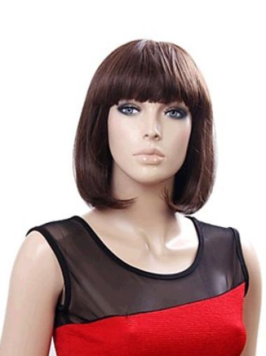 Capless Straight Chin Length Auburn 12 Inches Amazing Synthetic Bob Wigs