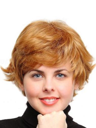 Wavy Synthetic Real Short Auburn Wigs