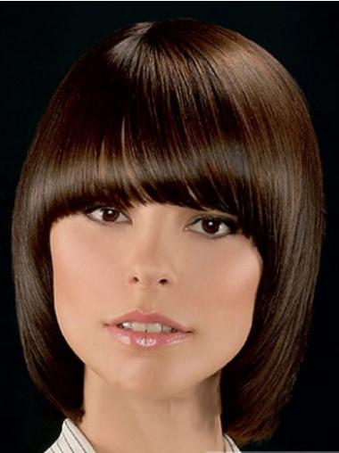 Lace Front Straight Chin Length Brown 10 Inches High Rated Synthetic Wigs