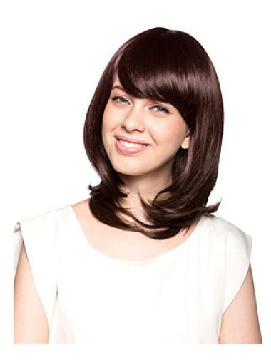 With Bangs 12 Inches Wavy Perfect Synthetic Wigs Cheap Capless