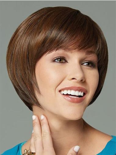 Suitable Capless Short Brown Synthetic Wigs Bob