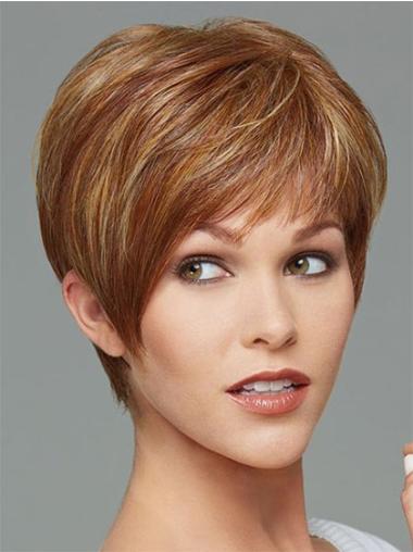 Fashion Cropped Boycuts Brown Synthetic Capless Women'S Wigs