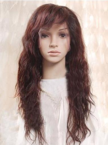 Amazing Hand Tied Human Hair Afro Wigs Auburn Wavy Long
