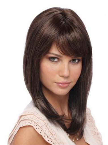Straight Synthetic Lace Front Flexibility Medium Brown Wig