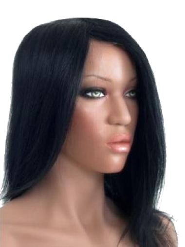 Black Straight Long Beautiful 100% Human Hair Wigs Hand Tied