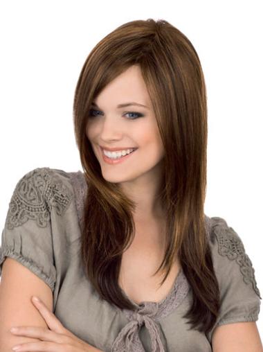 Straight Without Bangs Affordable Human Hair Monofilament Wigs