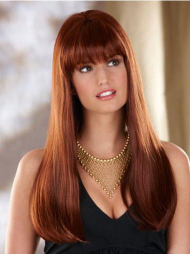 Lace Front Synthetic Straight Cheapest Long Auburn Wig