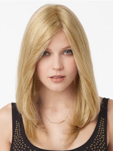 Straight Cheapest Human Hair Blonde Lace Front Wigs Without Bangs