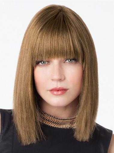 Brown Straight Discount Lace Front 100% Human Hair Wigs Bobbed