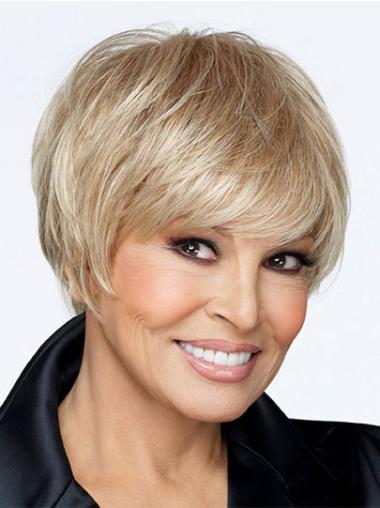 Blonde 0 Boycuts Straight Synthetic Elderly Women Wigs