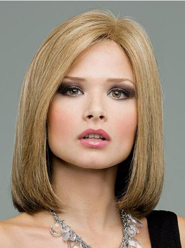 Straight Bobs Shoulder Length Beautiful Blonde Human Lace Front Wigs