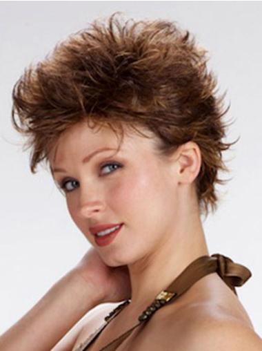 100% Hand-Tied Brown Boycuts Cropped Exquisite Best Synthetic Wigs Online