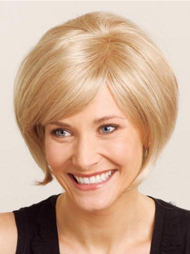 100% Hand-Tied Bobs Straight Chin Length Great Lace Blonde Wigs