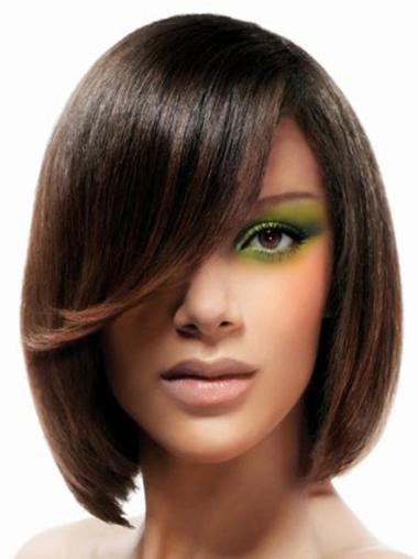 Straight 16 Inches Chin Length Natural Bob Lace Front Synthetic Wigs