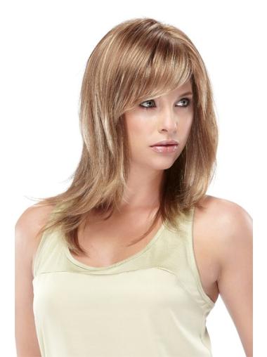 Synthetic Straight Lace Front Best Medium Length Blonde Wig