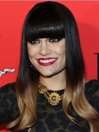 Straight Monofilament Ombre/2 Tone Jessie J Human Hair Wigs Cheap