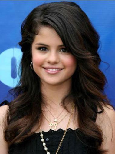 Long Wavy Top Selena Gomez Lace Front Bangs Human Hair Wigs