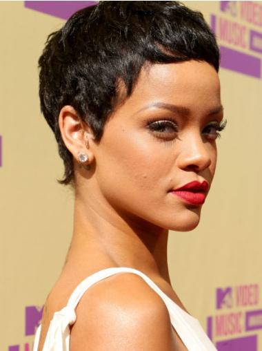 Capless Boycuts Cropped Ideal Rihanna Black Celebrity Style Wigs