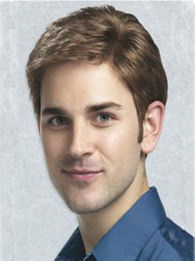 100% Hand-Tied Brown Synthetic Comfortable Best Wig For Men