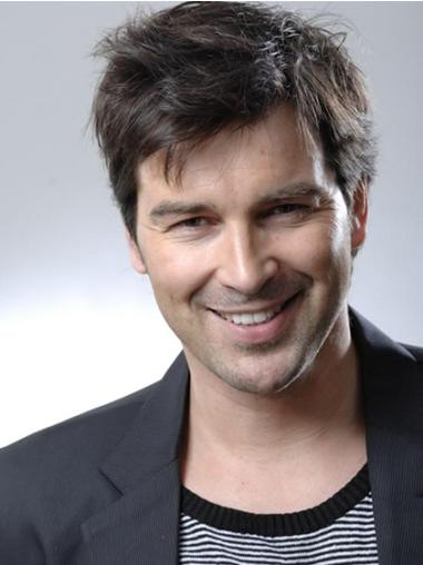 Black Straight 4 Inches Synthetic Hair Wigs For Men