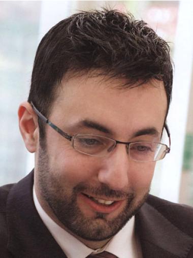 Straight Brown Monofilament Mens Toupees For Sale