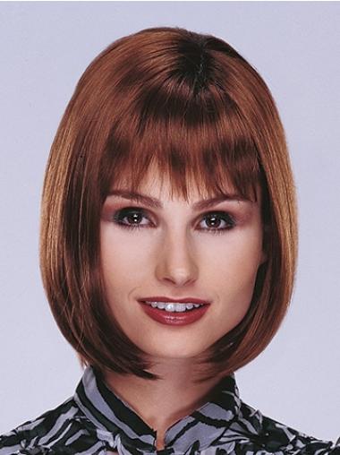 Perfect Synthetic Straight Auburn Bob Lace Wig