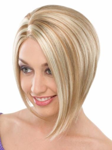 Style Straight Capless Chin Length Bob Wigs Blonde