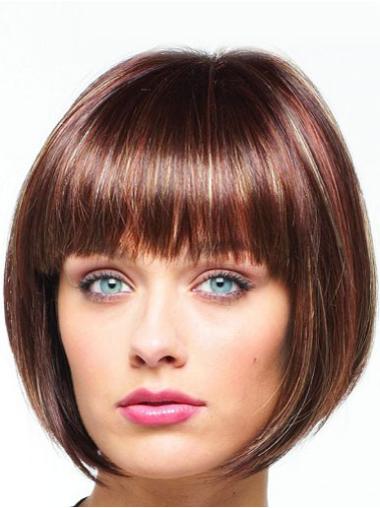 Auburn Chin Length Top Bob Synthetic Front Lace Wigs