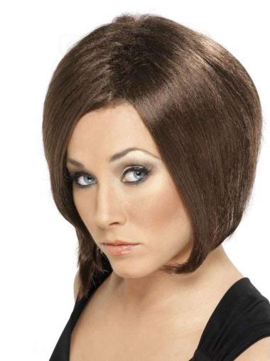 Comfortable Chin Length Brown Straight Trendy Bob Style Wigs