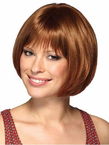 Synthetic No-Fuss Short Auburn Straight Bob Cut Wig