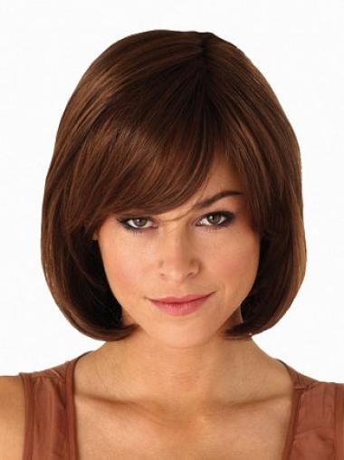 Ideal Chin Length Auburn Straight Natural Looking Bob Wig