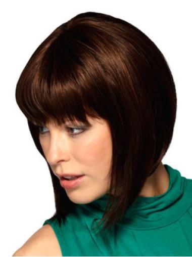 Fashionable Chin Length Auburn Straight Cute Bob Wigs