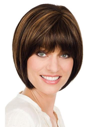 Straight Chin Length Synthetic Fashion Monofilament Wigs