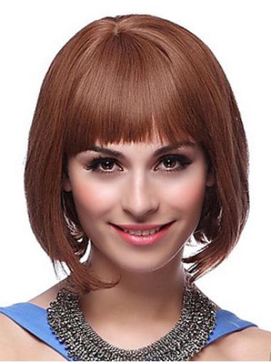 Flexibility Straight Capless Auburn Chin Length Human Hair Bob Wigs