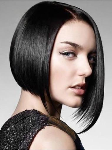 Suitable 10" Straight Capless Human Natural Wigs For Black Hair