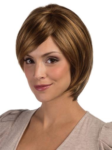 Brown Chin Length Sleek Bob Gorgeous Synthetic Lace Front Wigs