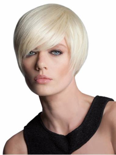 7 Inches Synthetic Blonde Short Straight Blonde Bob Capless Wig