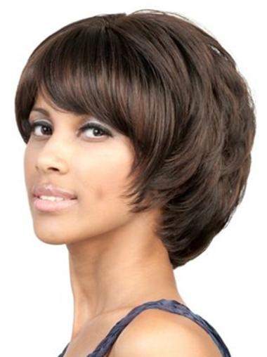 Synthetic Brown Chin Length Trendy Wavy Bob Wig