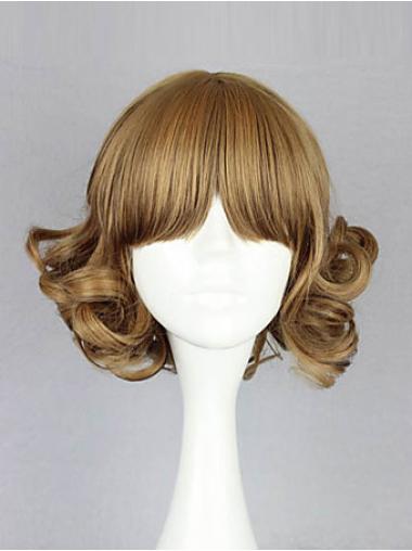Blonde Wavy 12 Inches Capless Chin Length Exquisite Bob Wig With Bangs